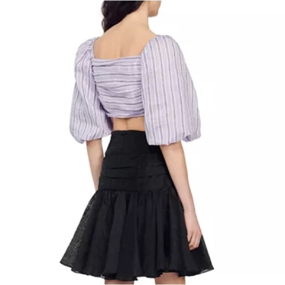 🌻NEW w/tags Sandro Blonvilla Puff Sleeve Crop Top | FR Size 4 / US Size 10 - Picture 8 of 14